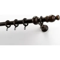GARESA Gardinenstange NOVA, Ø 28 mm, 1-läufig, Wunschmaßlänge, mit Bohren, verschraubt, Holzwerkstoff, Vorhanggarnitur Holz, verlängerbar, Wandmont.,mit Ringe/2 Lauf Gleiter