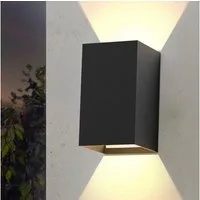 ZMH LED Wandleuchte Außenwandleuchte Schwarz Up Down 7W Wandstrahler Wand Treppenhaus, ‎Energieeffizient, LED fest integriert, 3000k, Außenleuchte Flur