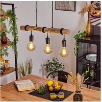 hofstein Pendelleuchte »Campagnazza« moderne Hängeleuchte aus Metall/Holz in Schwarz/Natur, ohne Leuchtmittel, verstellbare Pendellampe mit Stab Echtholz, E27