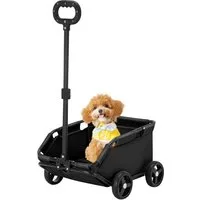 JEOBEST Hundebuggy Mini-Hundewagen für kleine Hunde & Katzen, Faltbarer Einkaufswagen mit ausziehbarem Ziehgriff Im Freien
