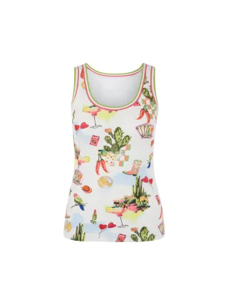 Marc Cain Sports - Top in Ripp-Qualität mit Print white - Gr. - 44