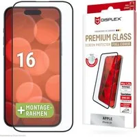 Displex Displayschutzglas Premium Glass Full Cover für Apple iPhone 16, 1 Stück, Displayschutzfolie, Schutzfolie, Bildschirmschutz, kratz- & stoßfest