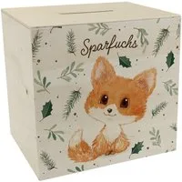 speecheese Spardose Babyfuchs Spardose aus Holz mit Spruch Sparfuchs