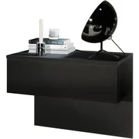 Vladon Nachttisch Sleep (Nachttischschrank, mit Schublade zur Wandmontage), Schwarz matt (60 x 46 x 35 cm)
