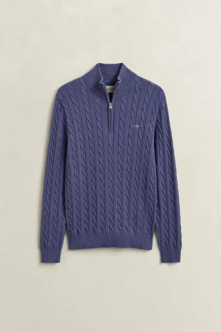 GANT - Zopfstrick Troyer aus Baumwolle blue horizon - Gr. - M