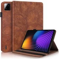 Wigento Tablet-Hülle Kunstleder für Xiaomi Pad 8 / 8 Pro / Pad 7 / 7 Pro Baum Book Braun, Baum Design Hülle mit Standfunktion und Kratzschutz