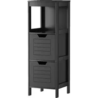 COSTWAY Badkommode, mit 2 Schubladen & Fach,30x30x89cm,Holz,Schwarz