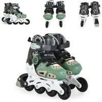 Byox Inlineskates Inliner Dizzy grün Glitzer, PU-Räder Ratschband Schnürsenkel Verschlussband