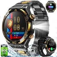blackview 2026 Herren Smartwatch mit GPS, 14K vergoldet,900mAh, Bluetooth-Anrufe Smartwatch (1.43" Zoll, IOS&Android), 1-tlg., 1,43" AMOLED, 330+ kostenlose Zifferblätter, ChatGPT, 2 Armbänder,IP68