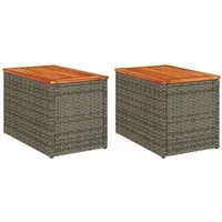 vidaXL Gartentisch Garten-Beistelltische 2 Stk. Grau 55x34x37cm Poly Rattan Holz (1-St)