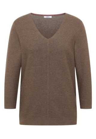 CECIL - 3/4-Arm Pullover mit Struktur coffee taupe - Gr. - M