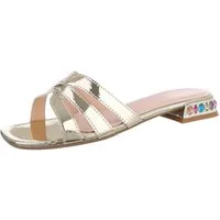 Ital-Design Damen Mules Freizeit Pantolette (86527247) Blockabsatz Pantoletten in Gold