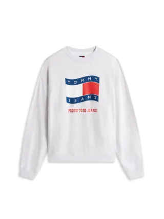 Tommy Jeans - 90s Rundhals-Sweatshirt aus Terry mit Wavy-Flag grau - Gr. - XL