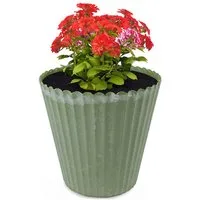matches21 HOME & HOBBY Blumentopf Blumen-Topf grün geriffelt als Outdoor Pflanzen-Topf rund 13 cm (1 St), Pflanztopf als Wohnzimmer Übertopf und draussen Pflanzgefäß