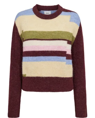 Nümph - Gestreifter Strickpullover - Nuriette beige/blau/rot - Gr. - XS