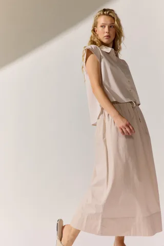 THE FASHION PEOPLE - Skirt Poplin Solid warm linen - Gr. - 36