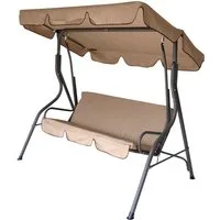 DEGAMO Hollywoodschaukel FLORIDA, 3-Sitzer, 1 tlg., 170cm, Farbe grau / beige, verstellbares Dach