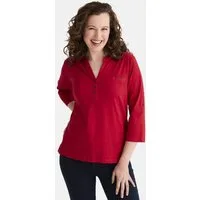 STOOKER WOMEN 3/4-Arm-Shirt MARIE T-Shirt 3/4 - Arm Regular Fit Slub Yarn Baumwolle Henley Shirt Knopfleiste für Damen