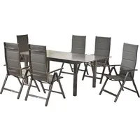 MERXX Garten-Essgruppe Taviano, (Set, 7-tlg), inkl. 6 Klappsessel, 1 Ausziehtisch