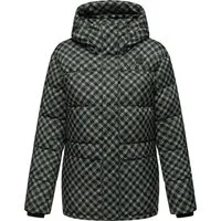 Ragwear Steppjacke Wikesh Print Wasserdichte Damen Winterjacke mit Hahnentritt-Muster