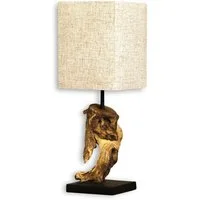 Levandeo® Nachttischlampe, Lampe Tischlampe aus Holz Holzlampe Tischleuchte Treibholz 45cm