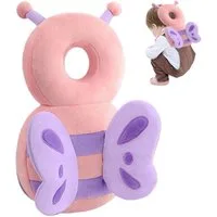 HEYHIPPO Baby-Kopfschutz-Rucksack Baby Anti-Fall-Kopfstütze,verstellbares Rückenschutzkissen-Stützkissen, Tiger und rosa Schmetterlingsform, Kinder Kleinkind Anti-Fall Kopfstütze,Rückenpolster aus Plüschmaterial, Atmungsaktives Baby Kopfschutzpolster