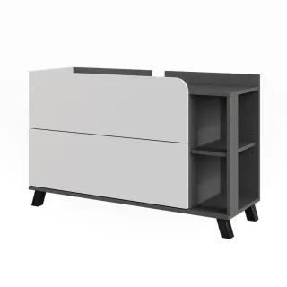 Vicco Waschbeckenunterschrank, Anthrazit, Weiß, Holzwerkstoff, 2 Fächer, Rechteckig, 100x65x35 cm, Badezimmer, Badezimmerschränke, Waschbeckenunterschränke