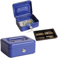 Herlitz Ablageelement Herlitz Geldkassette Mittel abschließbar Blau, 2x Schlüssel Hartgeldeinsatz Geldkasse Geldbox Kasse