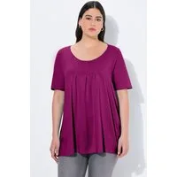 Ulla Popken T-Shirt T-Shirt Zierfalten A-Linie Rundhals Halbarm Modal
