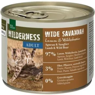 REAL NATURE WILDERNESS Nassfutter Katze, Adult Wide Savannah, Lamm und Wildschwein 24x200 g