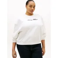 Tommy Hilfiger Curve Sweatshirt CRV GOLD BTN SCRIPT FLEECE SWRT in großen Größen, mit goldfarbenen Zier-Knöpfen