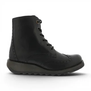 Fly London Damen Schwarze Leder-Schnürstiefel – SARL069