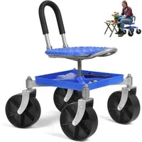 Rutaqian Rollsitz Fahrbarer Gartensitz mit Stauraum,Höhenverstellbar 51-61cm, (1 x Fahrbarer Rollsitz 1 x Schraubenschlüssel), 360° Drehbare Schwenkbarer Gartenhocker Schubkarrez, bis 150kg