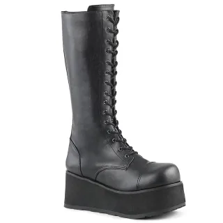 Demonia Trashville 502 Schwarze Plateaustiefel aus veganem Leder