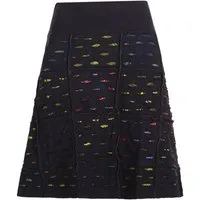 Vishes A-Linien-Rock Damen knielang Rock Baumwolle Cutwork Design A-Linie elastischer Bund Alternative Bekleidung, Ethno, Hippie, Retro Style