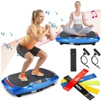 kehot Vibrationsplatte Vibrationsplatte mit 2 Widerstandsbänder, 5 Fitnessbänder, Bluetooth, 300 W, 120 Intensitätsstufen, Rüttelplatte Sport für Zuhause, Ganzkörpertraining für Home Workout