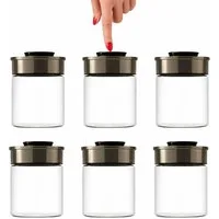 BURI Vorratsglas 6x Vakuum Vorratsdosen Glas 700ml Vorratsgläser Vakuumdeckel luftdicht, Glas