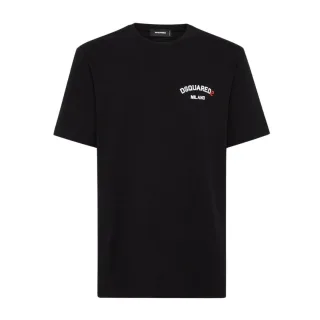 Dsquared2 Regular Fit Gummi-logo Schwarzes T-shirt