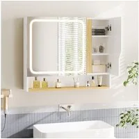 MSMASK Spiegelschrank Badezimmerspiegelschrank mit LED Beleuchtung, 80x16x65 cm (1-St) Badezimmer Spiegelschrank mit HD Spiegel und Verstellbarem Regal
