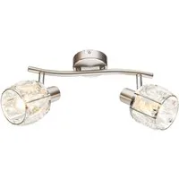 GLOBO LIGHTING LED Deckenstrahler, Dimmfunktion, LED wechselbar, warmweiß, 2-flammige mit Kristall Lampenschirm für Treppenhaus Decke, B: 28cm
