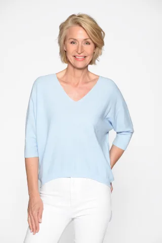 CLARINA - V-Pullover, uni bleu - Gr. - 42