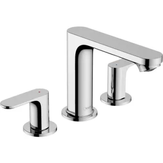 hansgrohe Rebris S 3-Loch-Waschtischarmatur 72530000 EcoSmart, mit Zugstangen-Ablaufgarnitur, chrom
