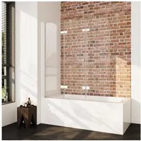 Boromal Badewannenaufsatz 3 teilig faltbar Faltwand Duschtrennwand Duschwand für Badewanne Nano, Alu-Wandprofil Schwarz Weiß Chrom, (Badewannenfaltwand, 140x140cm,130x140cm,120x140cm), Sicherheitsglas