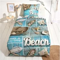 TRAUMSCHLAF Bettwäsche Beach, Mako Satin, 2 teilig, sommerliches Design in einzigartiger Haptik
