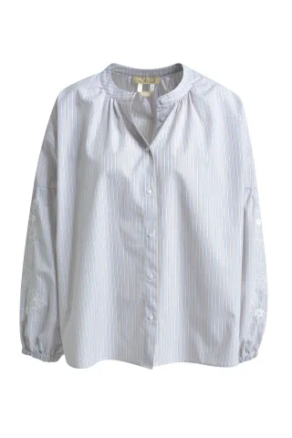 Smith&Soul - Striped Blouse Embroidery Sleeve sand print - Gr. - S