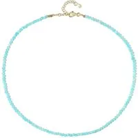 Cavill Silberkette Cavill Amazonit Kette 23,98 ct, blaue Perlen, 925 Silber vergoldet (1-tlg)