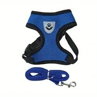 Ledander Hunde-Geschirr Verstellbares Hundegeschirr Set,Mesh-Geschirr Atmungsaktiv, Geschirr für Kleine und Mittelgroße Hunde und Katzen, Reflektierend