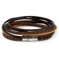 Simaru Lederarmband Made in Germany Leder Armband Herren (Echtes Leder, Handgefertigt, Starker Edelstahlverschluss, perfektes Schmuck Geschenk), Modell Cajamarca Premium Wickelarmband schwarz und braun
