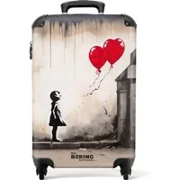 NoBoringSuitcases.com© Hartschalen-Trolley Mädchen mit Luftballons 55x35x20cm, 4 Rollen, Reisetasche mit Rollen, Koffer Handgepäck Flugzeug