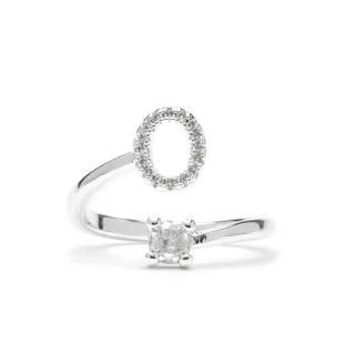 Luxenter-Ring mit brillantem Zirkonia-Silber-Finish – Alphabet
